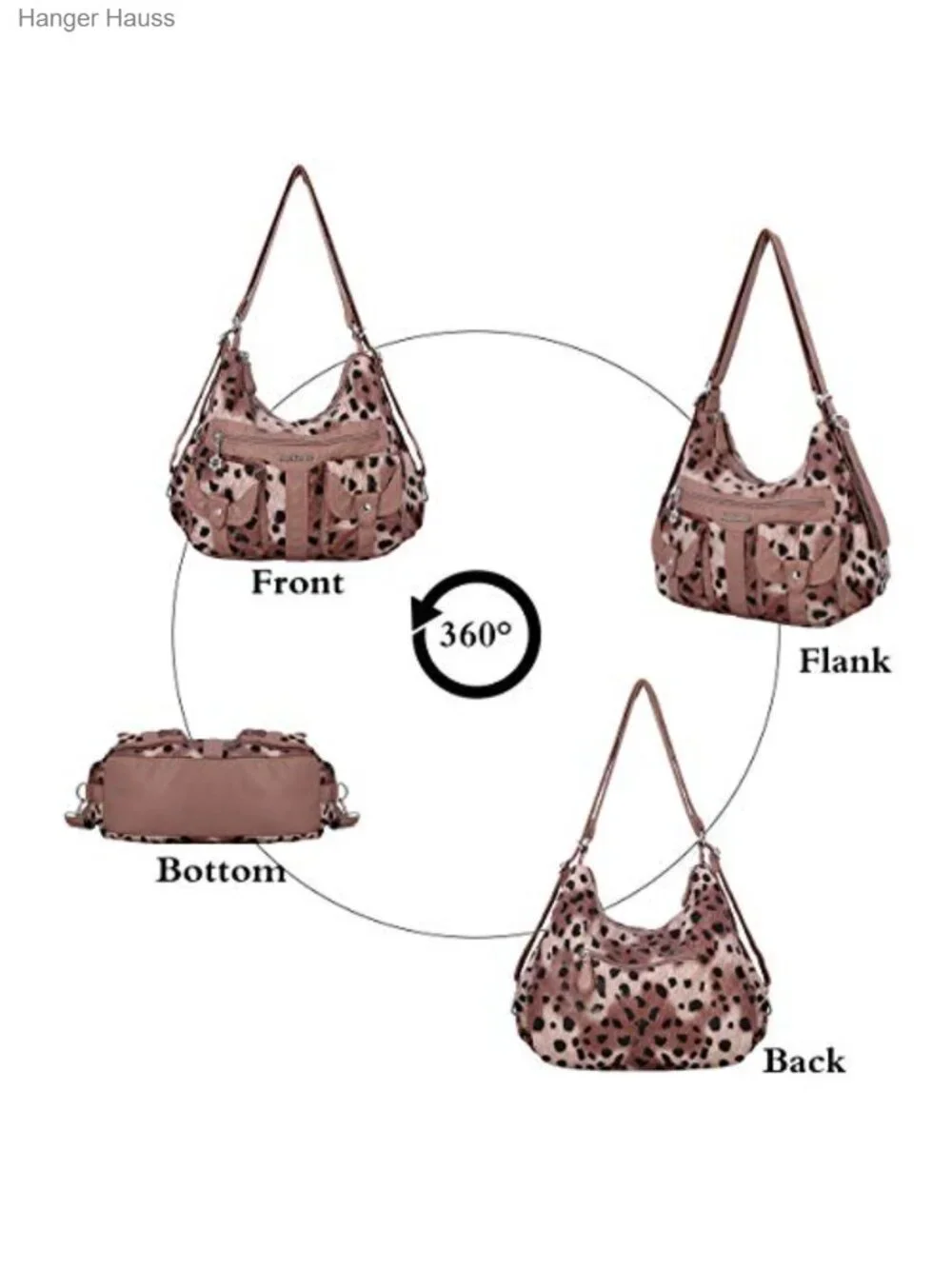 Faux Leather Convertible Hobo Handbag Backpack Crossbody with Pockets